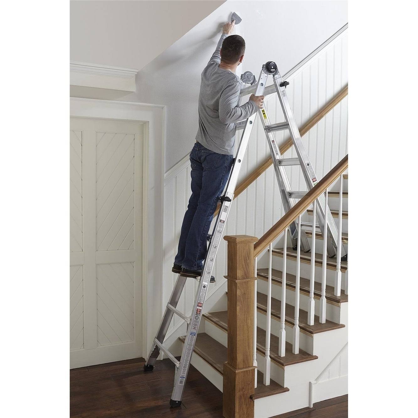 22' Max Reach Aluminum Telescoping Multi-Position Ladder P514