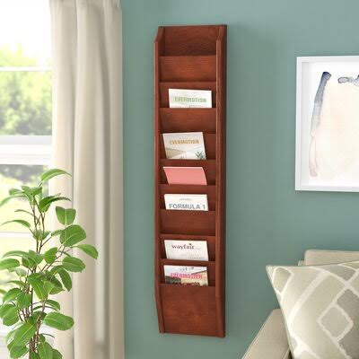 Black/Mahogany Wall Mount Magazine Rack O962