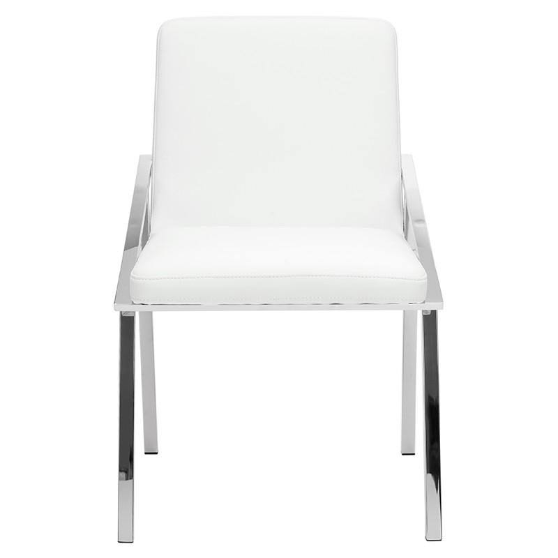 White/Polished Stainless Dining Chair O2609