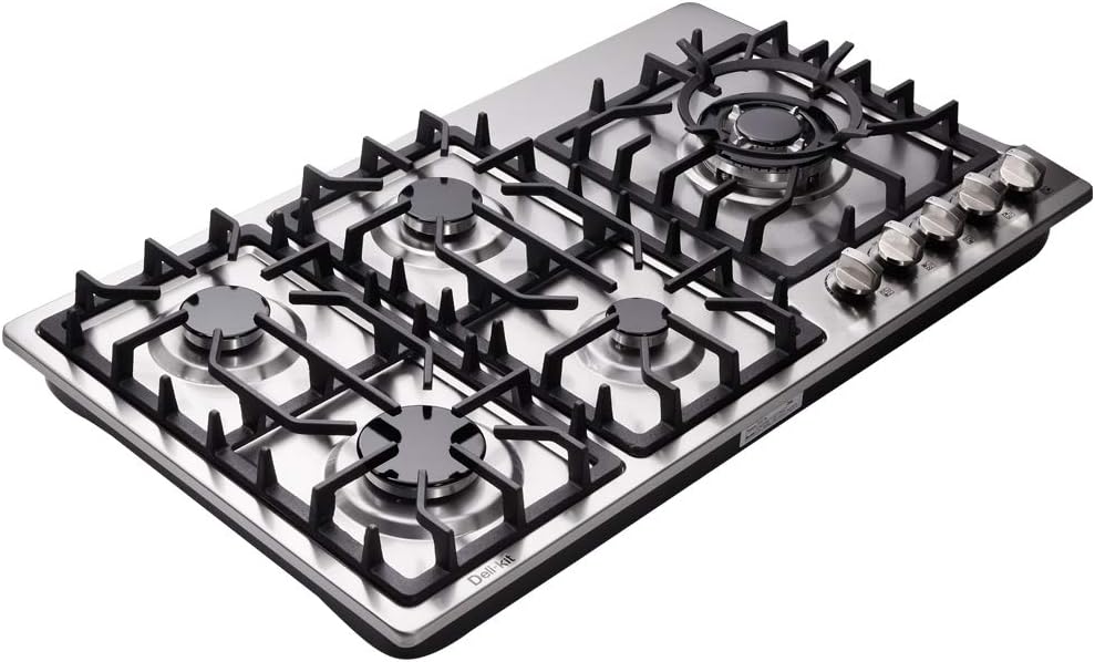 34 Inch 5 Burners Stainless Steel Drop-In Gas Cooktop F406