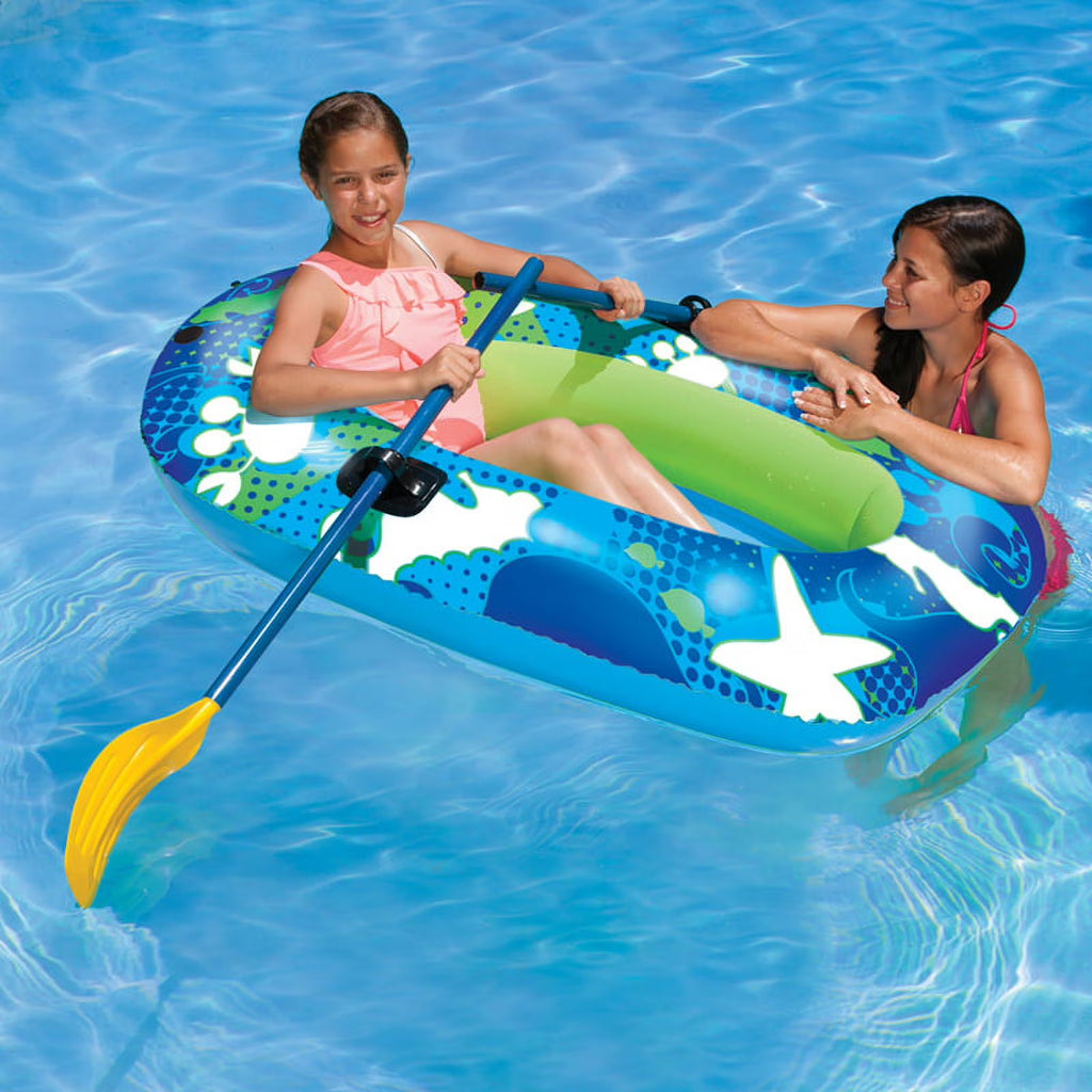 59" Blue and Lime Green Inflatable Swimming Pool Boat I121818