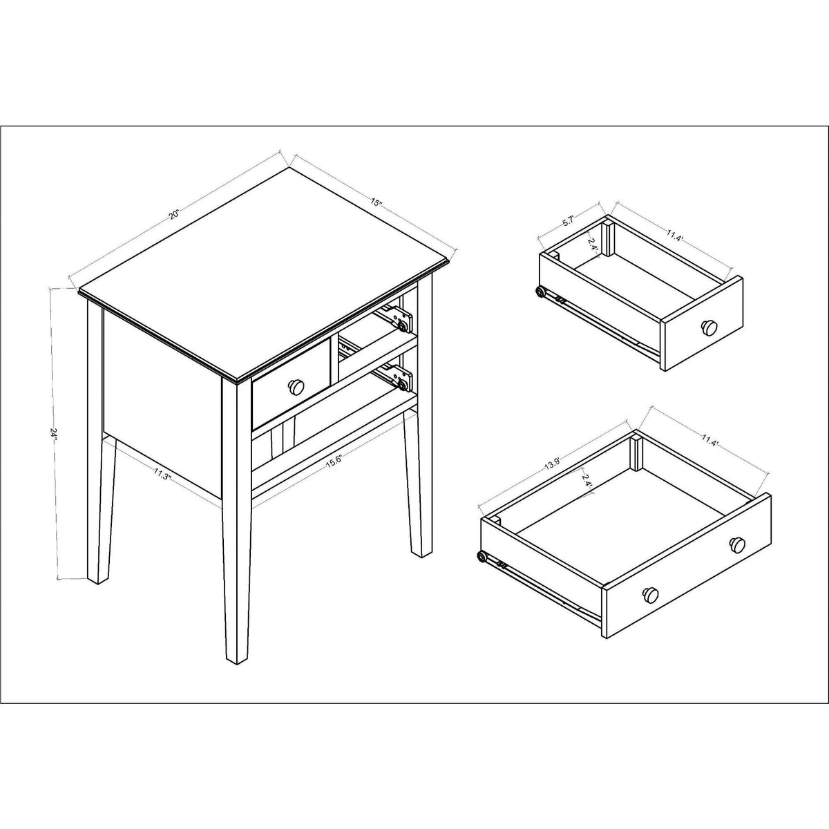 3 Drawer End Table Cream N6536